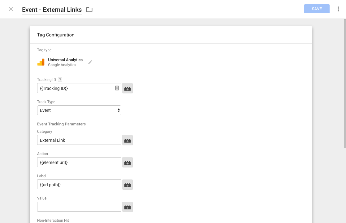 Outbound link tracking. Step 3: Create a Tag